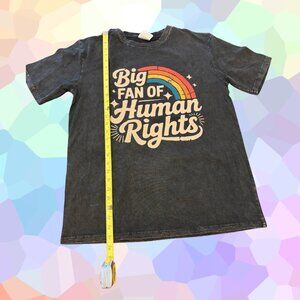🌈✨ Big Fan of Human Rights – Retro Rainbow Tee ✨🌈
